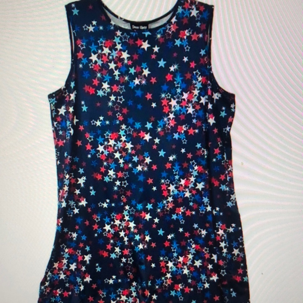 Multicolored Patriotic Tank Top with Star Pattern